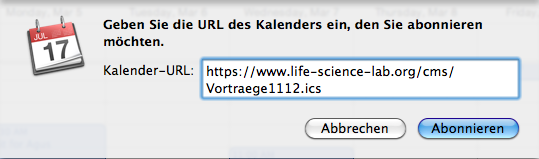 Kalender-Abonnement mit iCal.